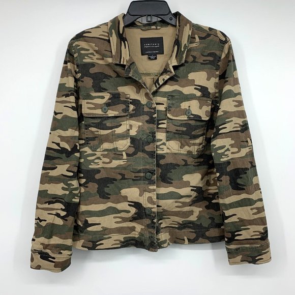 Sanctuary Jackets & Blazers - Sanctuary Jacket Green Brown Camo Button Down Cargo Utility